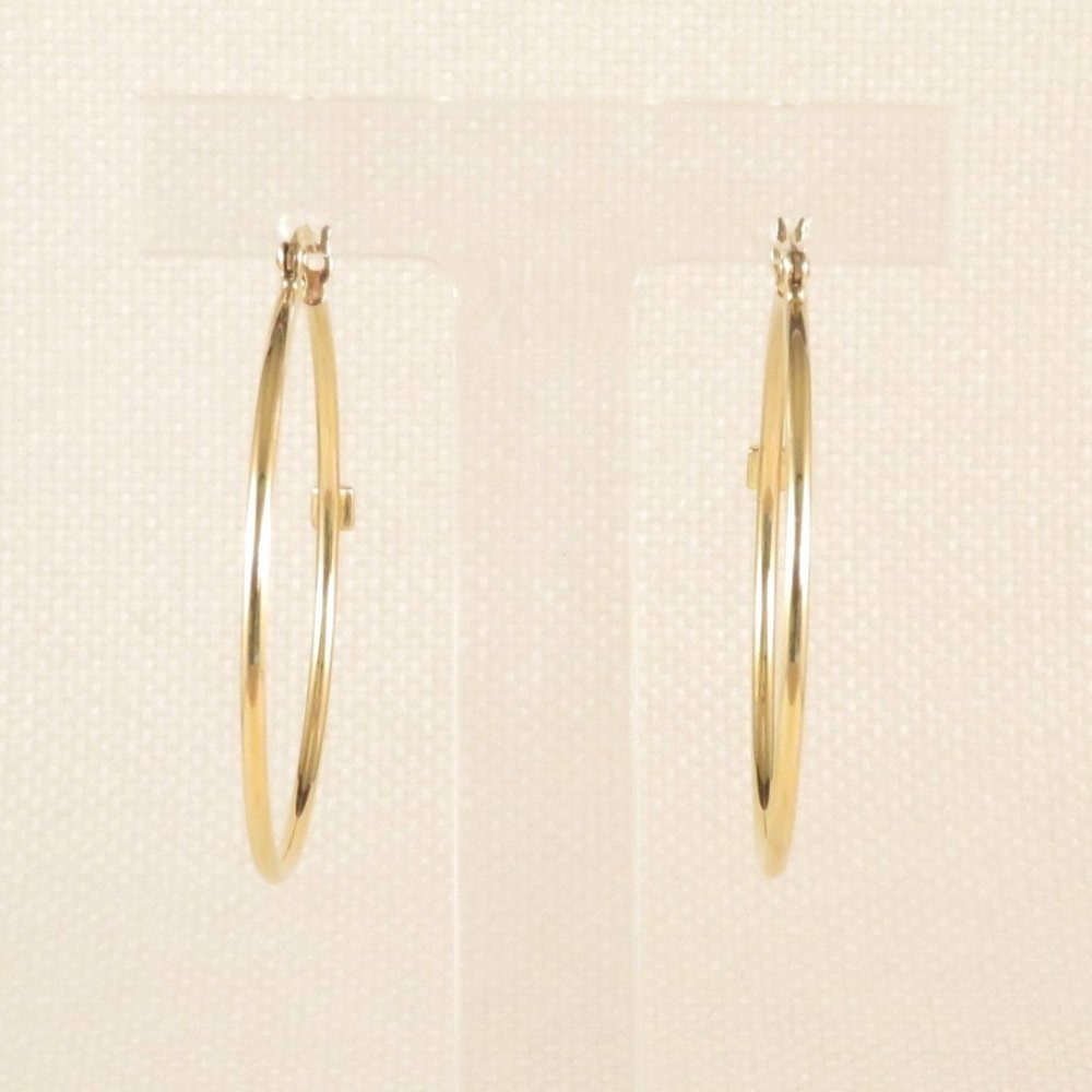 ELLE 1-7/8" Vermeil Hoop Earrings with Ruby